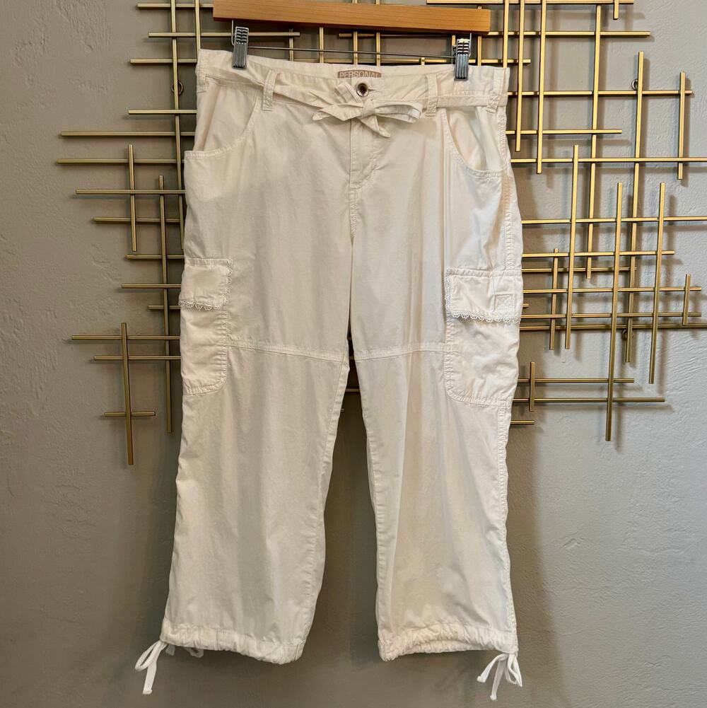 Personal Identity White Lace Cargo Capri Pants Size 11 Y2K